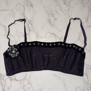 VTG Victoria's Secret Very Sexy Bandeau Crystal Bralette Purple Velvet 36C 2005